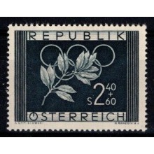 Olympiade - Østrig - Enkeltmærke - 2,40 schilling + 60 gr. - sortgrøn - Postfrisk - Flot mærke.